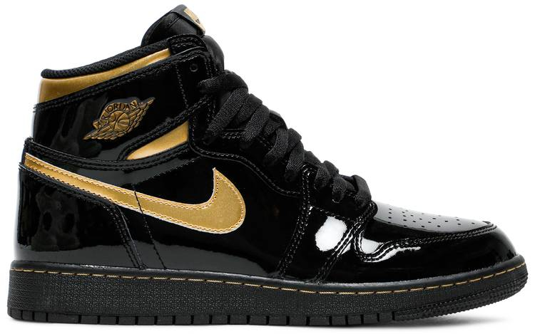 Air Jordan 1 Retro High OG Black Gold Patent 555088-032